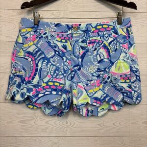 Lilly Pulitzer Buttercup Stretch Shorts 5” Inseam Size 6 Blue Peri Pinch Pinch